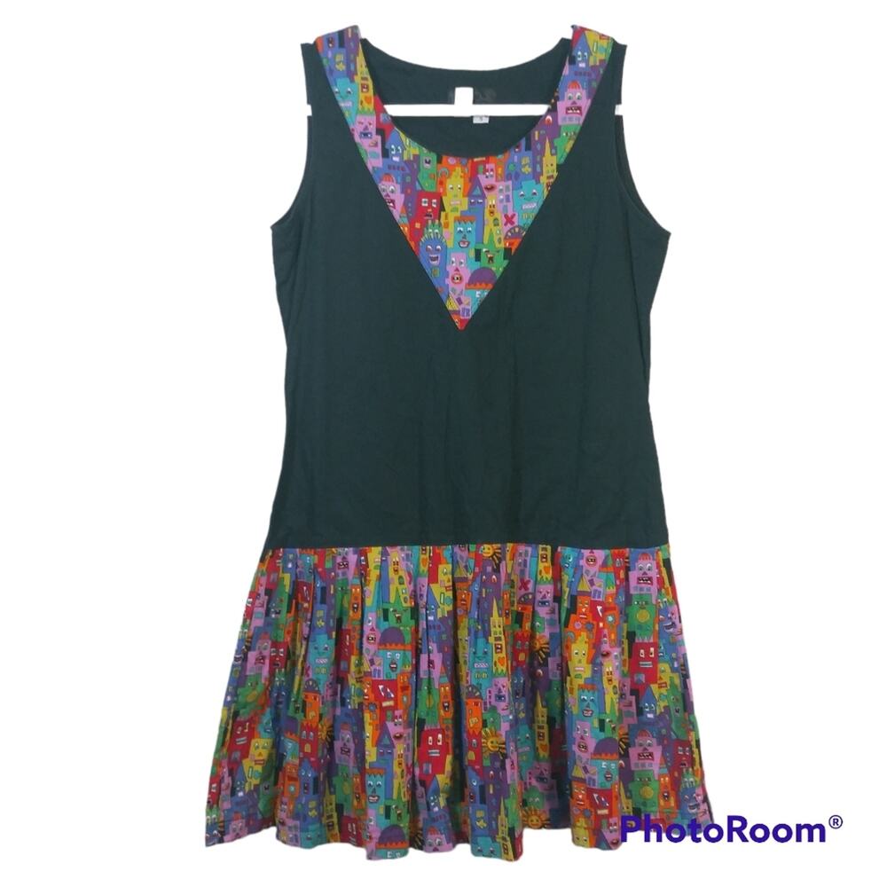 Single Track Design Black Tunic Style Artsy Funky Dress Size Small